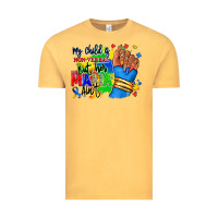 Vintage Mustard my child is non verbal but her mama aint afro hand rana Vintage Tee - RanaPortraitStore