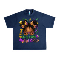 Navy little miss mardi gras afro messy bun kid Urban Heavy Tee - texasbilliewilder