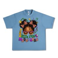 Pebble Blue little miss mardi gras afro messy bun kid Urban Heavy Tee - texasbilliewilder