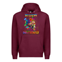 Burgundy Autism seeing in the world differently Premium Hoodie - FaDigitalArtStudio