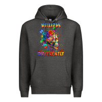Charcoal Heather Autism seeing in the world differently Premium Hoodie - FaDigitalArtStudio