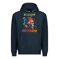 Navy Autism seeing in the world differently Premium Hoodie - FaDigitalArtStudio