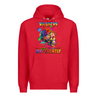 Red Autism seeing in the world differently Premium Hoodie - FaDigitalArtStudio
