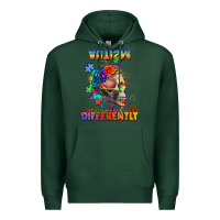 Sports Green Autism seeing in the world differently Premium Hoodie - FaDigitalArtStudio
