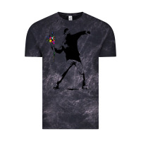 Cloud Black banksy protester throwing flowers Vintage Tee - lanVoArt