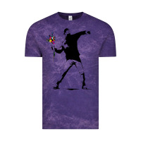 Cloud Purple banksy protester throwing flowers Vintage Tee - lanVoArt