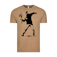 Vintage Coffee banksy protester throwing flowers Vintage Tee - lanVoArt