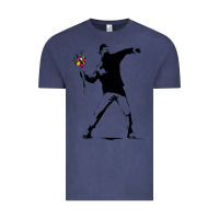 Vintage Denim banksy protester throwing flowers Vintage Tee - lanVoArt