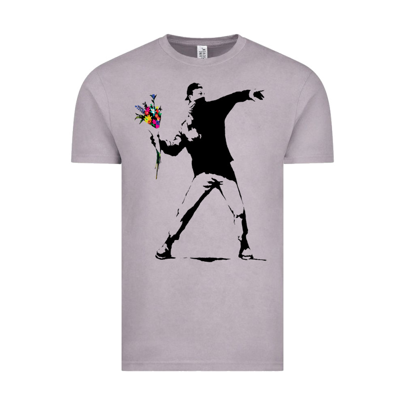 Banksy Protester Throwing Flowers Vintage Tee by lanVoArt | Teevron