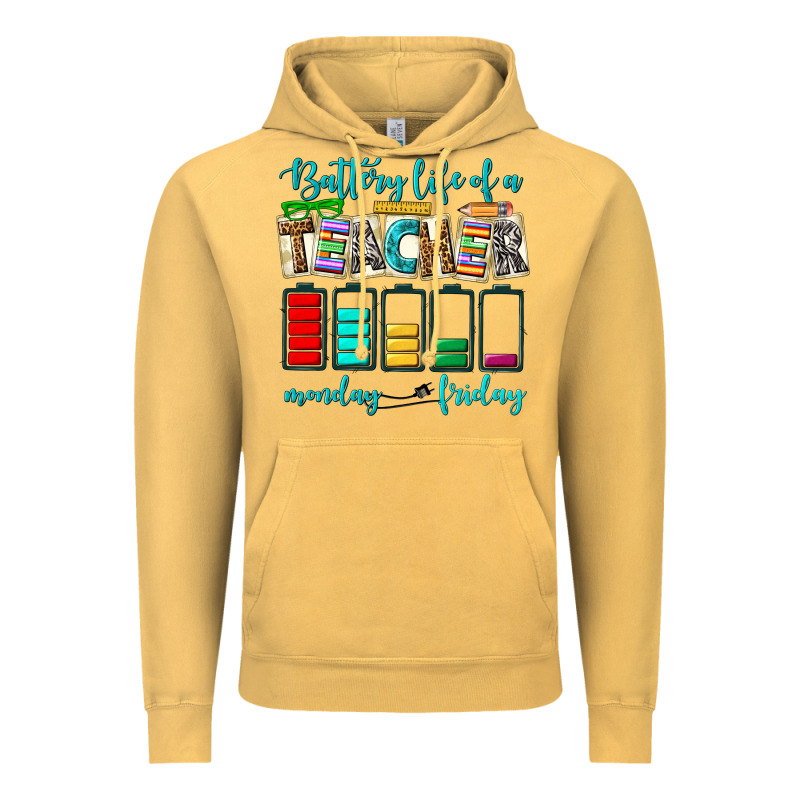 Battery Life Of A Teacher Monday Friday Vintage Hoodie by NancyCooperArtShop | Teevron