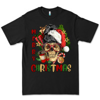 Black Merry Christmas skeleton messy bun Premium Tee - NancyCooperArtShop