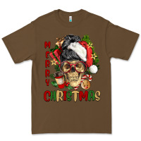 Cacao Merry Christmas skeleton messy bun Premium Tee - NancyCooperArtShop