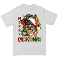 Dove Grey Merry Christmas skeleton messy bun Premium Tee - NancyCooperArtShop