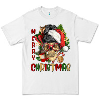 White Merry Christmas skeleton messy bun Premium Tee - NancyCooperArtShop