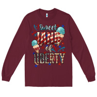 Burgundy Sweet land of liberty 4th of july Long Sleeve Tee - HowdyJamesFarm