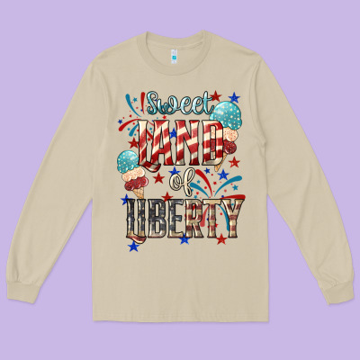 Sweet Land Of Liberty 4th Of July Long Sleeve Tee Designed By Howdyjamesfarm