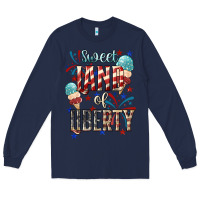 Navy Sweet land of liberty 4th of july Long Sleeve Tee - HowdyJamesFarm