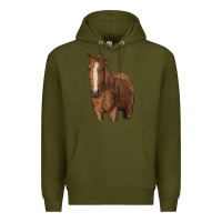 Army Green brown horse Premium Hoodie - RanaPortraitStore