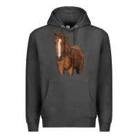 Charcoal Heather brown horse Premium Hoodie - RanaPortraitStore