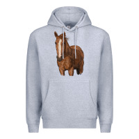 Heather Grey brown horse Premium Hoodie - RanaPortraitStore