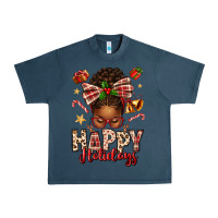Midnight Navy happy holidays christmas afro messy bun Urban Heavy Tee - texasbilliewilder