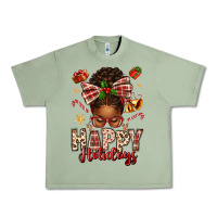 Oil Green happy holidays christmas afro messy bun Urban Heavy Tee - texasbilliewilder