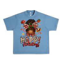 Pebble Blue happy holidays christmas afro messy bun Urban Heavy Tee - texasbilliewilder