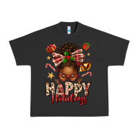 Pigment Black happy holidays christmas afro messy bun Urban Heavy Tee - texasbilliewilder