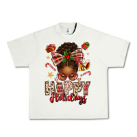 Pistachio happy holidays christmas afro messy bun Urban Heavy Tee - texasbilliewilder