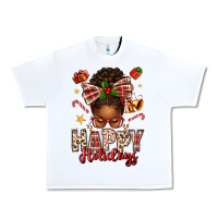 White happy holidays christmas afro messy bun Urban Heavy Tee - texasbilliewilder
