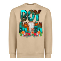 Boy Mom Flowers Cow Heavyweight Sweatshirt | Teevron