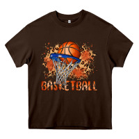 Chocolate Brown custom name basketball Heavy Core Tee - MaliasSmallBusiness