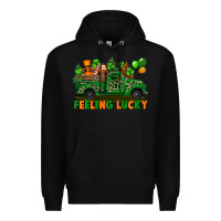 Black feeling lucky with gnomes on truck Premium Hoodie - FaDigitalArtStudio