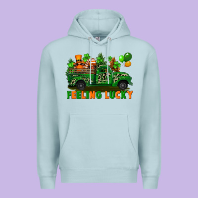Feeling Lucky With Gnomes On Truck Premium Hoodie Designed By Fadigitalartstudio