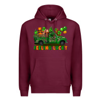 Burgundy feeling lucky with gnomes on truck Premium Hoodie - FaDigitalArtStudio