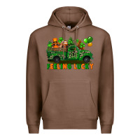 Chestnut feeling lucky with gnomes on truck Premium Hoodie - FaDigitalArtStudio