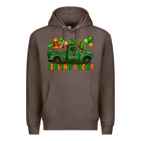 Coffee feeling lucky with gnomes on truck Premium Hoodie - FaDigitalArtStudio