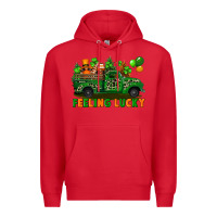 Red feeling lucky with gnomes on truck Premium Hoodie - FaDigitalArtStudio