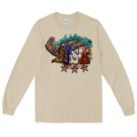Mushroom God bless the USA Eagle 4th of july Long Sleeve Tee - HowdyJamesFarm