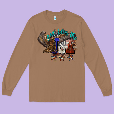 God Bless The Usa Eagle 4th Of July Long Sleeve Tee Designed By Howdyjamesfarm