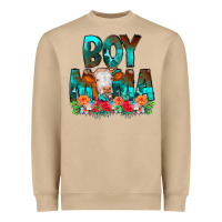 Mushroom Boy Mama Flowers Cow Heavyweight Sweatshirt - CowCowDesign