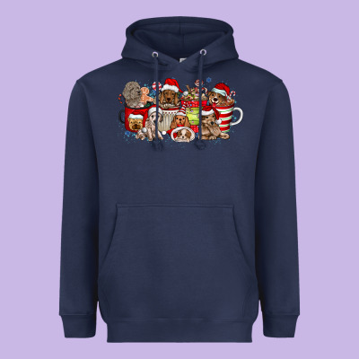 Christmas Dog Coffee Heavyweight Hoodie Designed By Cowhidedigitalart