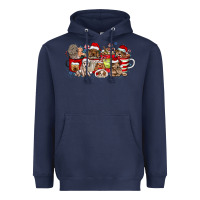 Navy Christmas Dog Coffee Heavyweight Hoodie - CowhideDigitalArt