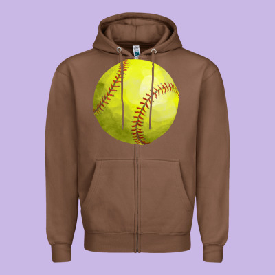 Softball Zipper Hoodie Designed By Fadigitalartstudio
