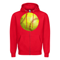 Red softball Zipper Hoodie - FaDigitalArtStudio