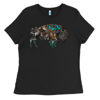 Black cowhide bison Ladies Tee - RanaPortraitStore
