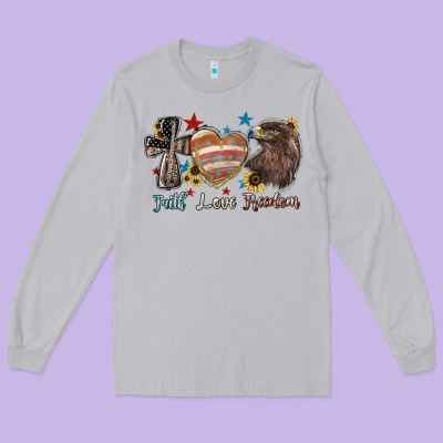 Faith Love Freedom 4th Of July Long Sleeve Tee Designed By Howdyjamesfarm