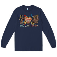 Navy Faith love freedom 4th of july Long Sleeve Tee - HowdyJamesFarm