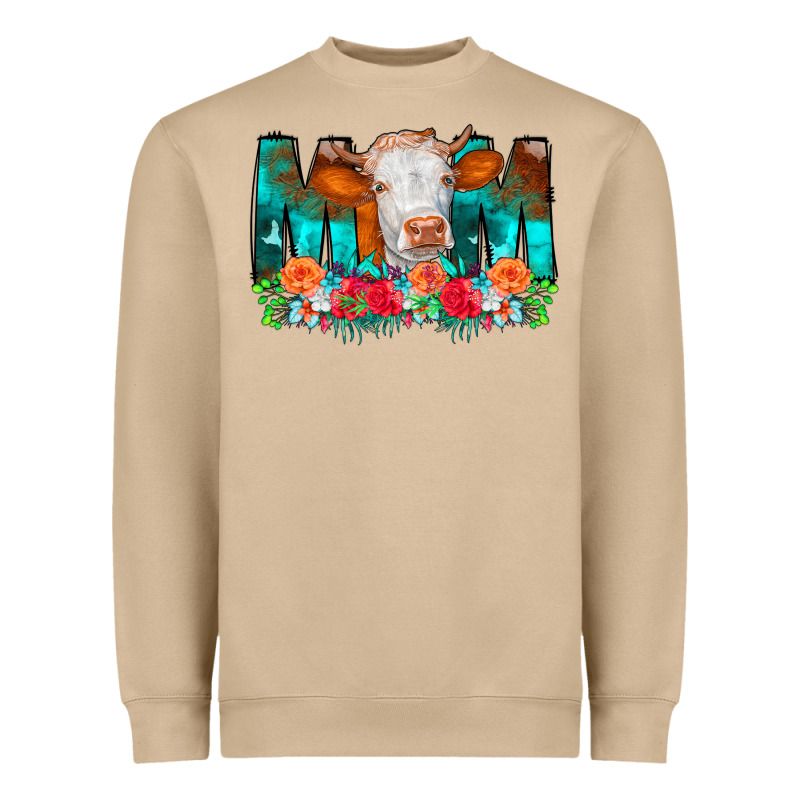 Cow Mom Turquoise Tooled Leather Flowers Heavyweight Sweatshirt by CowCowDesign | Teevron