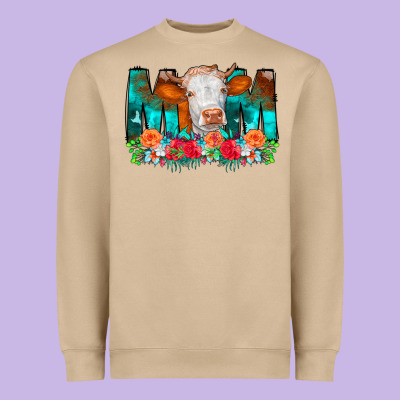 Cow Mom Turquoise Tooled Leather Flowers Heavyweight Sweatshirt Designed By Cowcowdesign